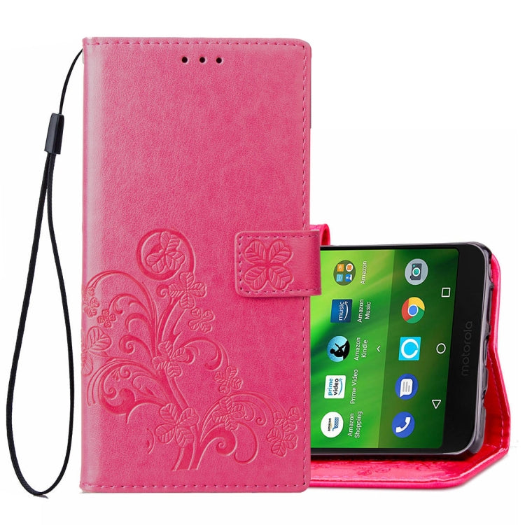 Lucky Clover Pressed Flowers Pattern Leather Case for Motorola Moto G6 Play, with Holder & Card Slots & Wallet & Hand Strap