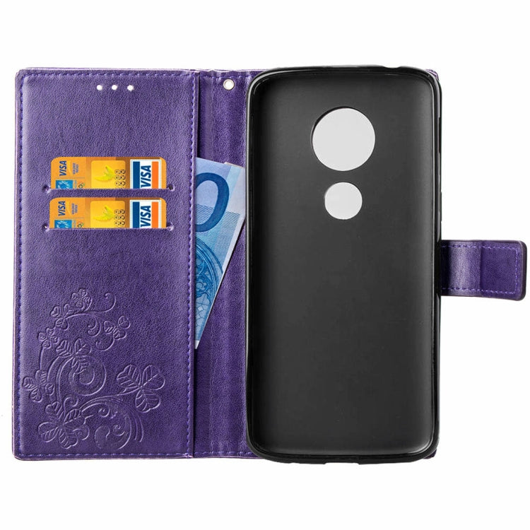 Lucky Clover Pressed Flowers Pattern Leather Case for Motorola Moto G6 Play, with Holder & Card Slots & Wallet & Hand Strap
