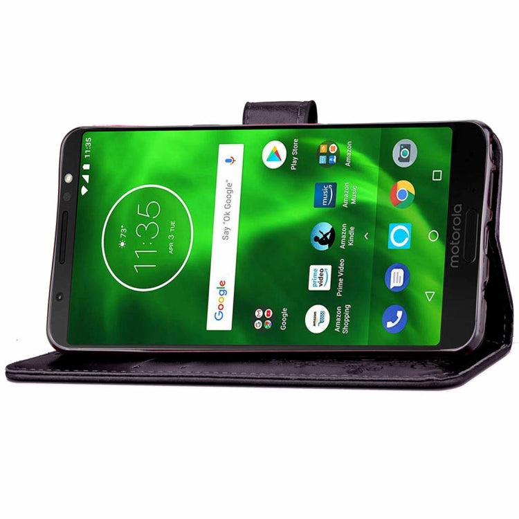 Lucky Clover Pressed Flowers Pattern Leather Case for Motorola Moto G6 Plus, with Holder & Card Slots & Wallet & Hand Strap