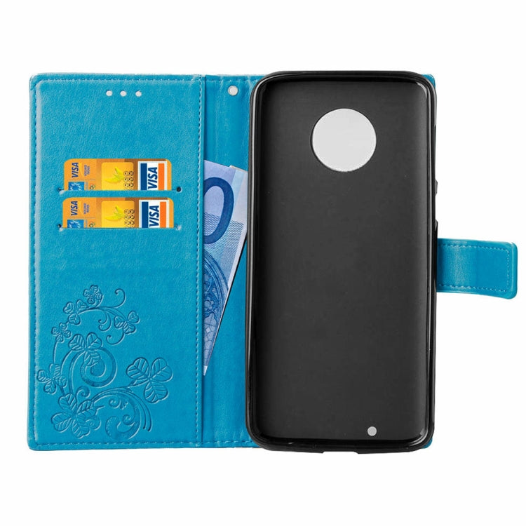 Lucky Clover Pressed Flowers Pattern Leather Case for Motorola Moto G6 Plus, with Holder & Card Slots & Wallet & Hand Strap