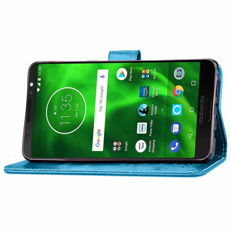 Lucky Clover Pressed Flowers Pattern Leather Case for Motorola Moto G6 Plus, with Holder & Card Slots & Wallet & Hand Strap