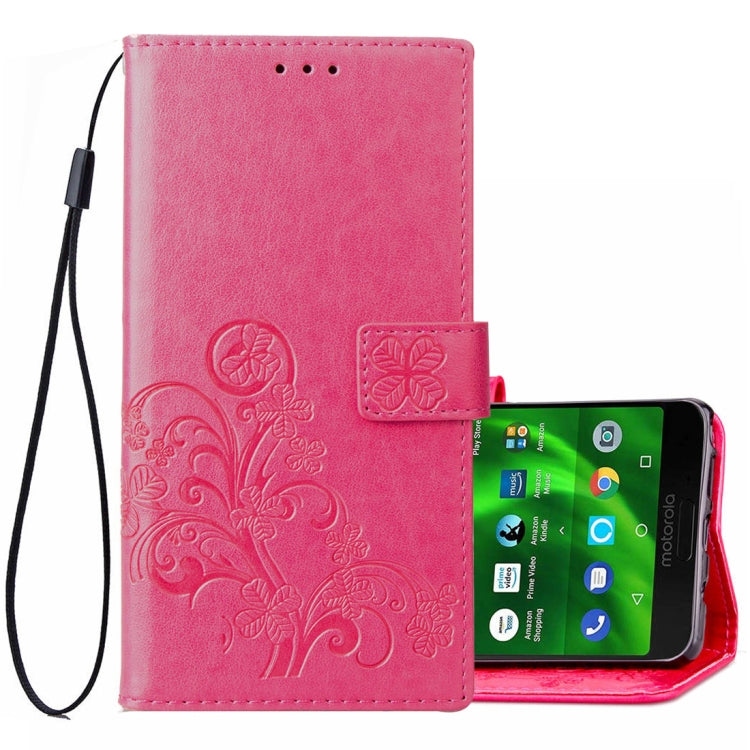 Lucky Clover Pressed Flowers Pattern Leather Case for Motorola Moto G6 Plus, with Holder & Card Slots & Wallet & Hand Strap
