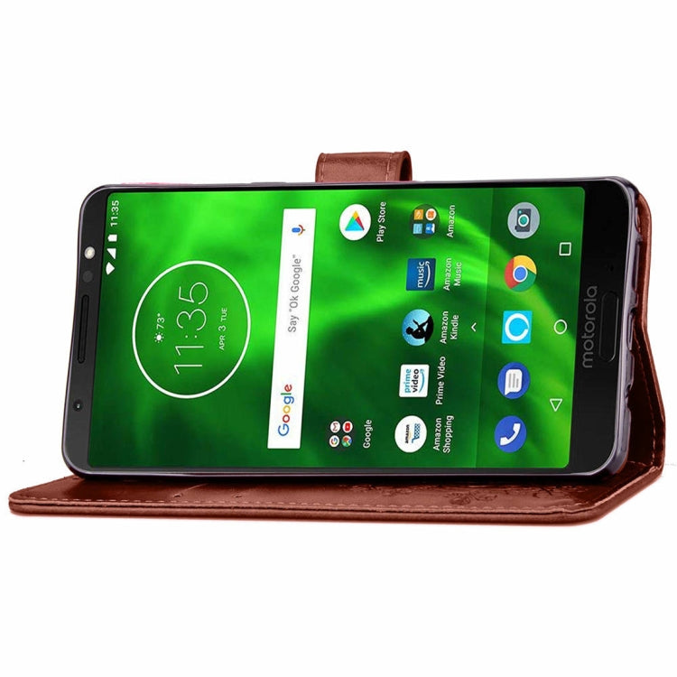 Lucky Clover Pressed Flowers Pattern Leather Case for Motorola Moto G6 Plus, with Holder & Card Slots & Wallet & Hand Strap