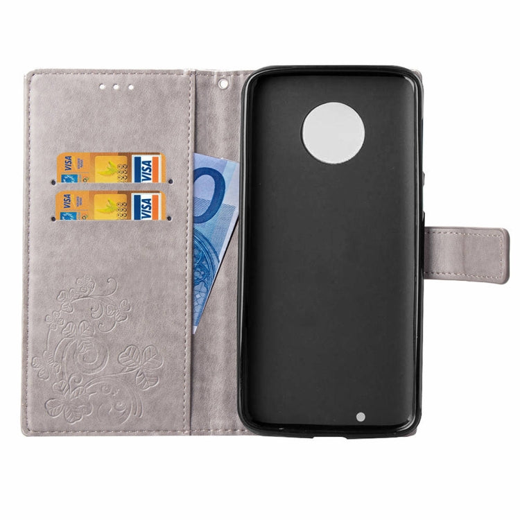 Lucky Clover Pressed Flowers Pattern Leather Case for Motorola Moto G6 , with Holder & Card Slots & Wallet & Hand Strap