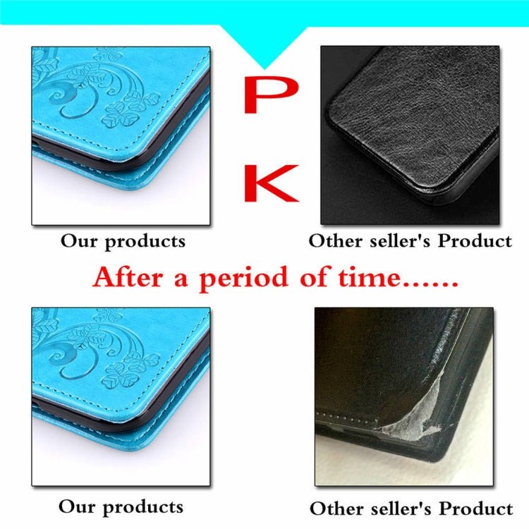 Lucky Clover Pressed Flowers Pattern Leather Case for Motorola Moto G6 , with Holder & Card Slots & Wallet & Hand Strap