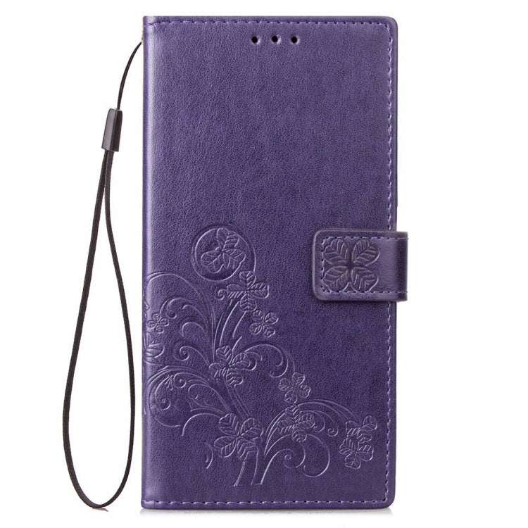 Lucky Clover Pressed Flowers Pattern Leather Case for Motorola Moto G6 , with Holder & Card Slots & Wallet & Hand Strap