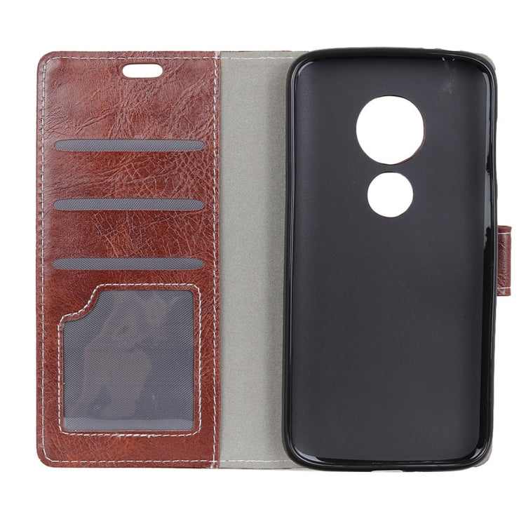 Retro Crazy Horse Texture Horizontal Flip Leather Case for Motorola Moto G7 Play, with Holder & Card Slots & Photo Frame