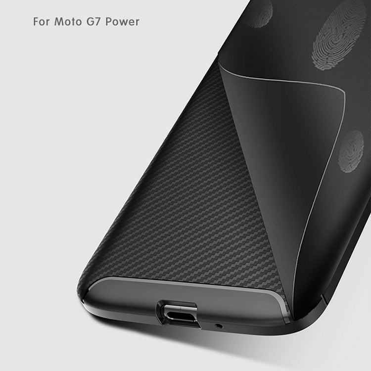 Beetle Series Carbon Fiber Texture Shockproof TPU Case for Motorola Moto G7 Power (US Version)