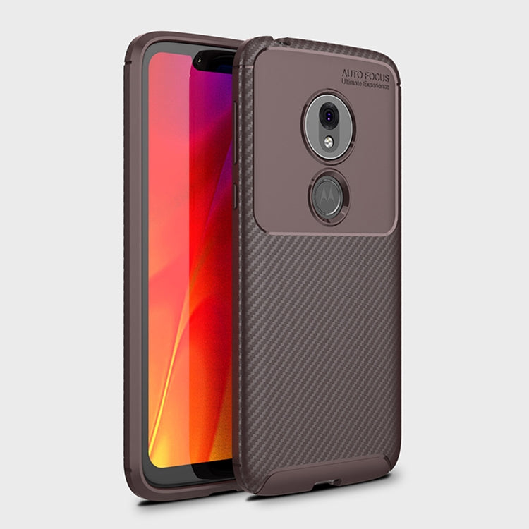 Beetle Series Carbon Fiber Texture Shockproof TPU Case for Motorola Moto G7 Play (US Version) (Brown)