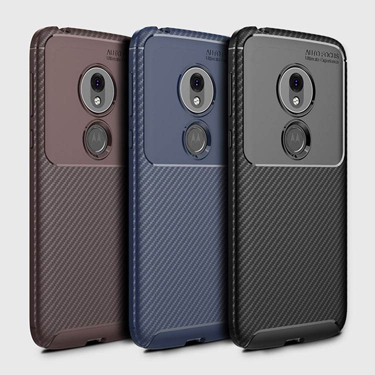 Beetle Series Carbon Fiber Texture Shockproof TPU Case for Motorola Moto G7 Play (US Version) (Brown)