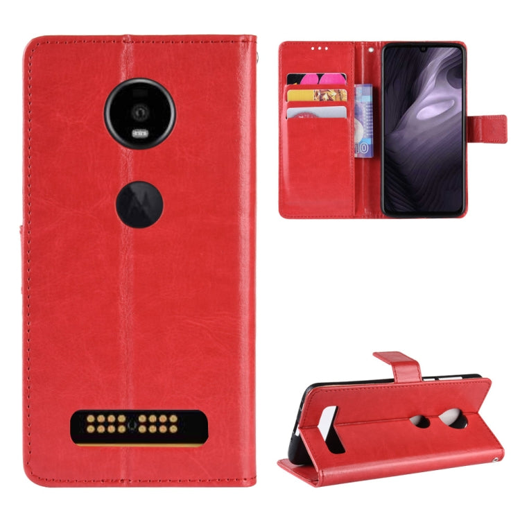 Retro Crazy Horse Texture Horizontal Flip Leather Case for Motorola Moto Z4 Play, with Holder & Card Slots & Wallet & Lanyard