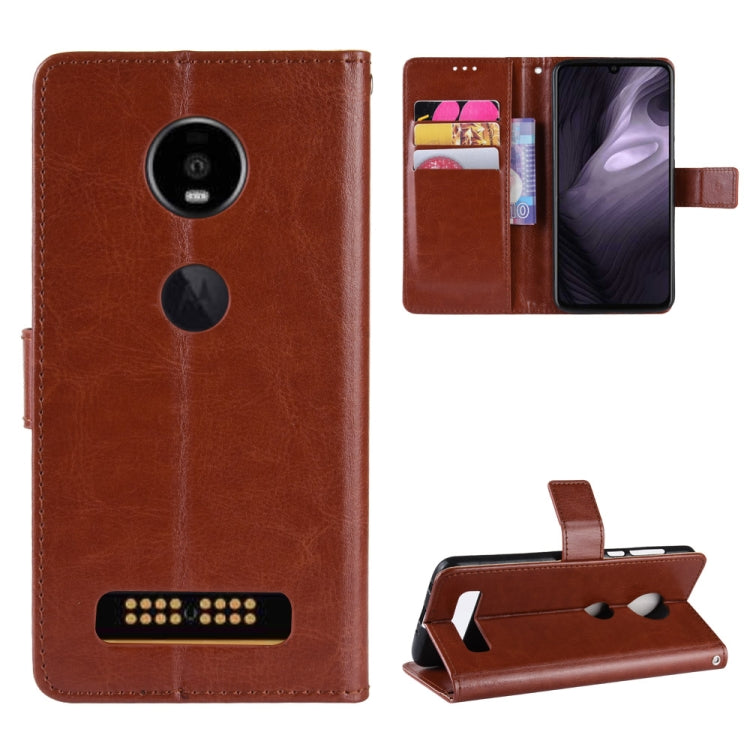 Retro Crazy Horse Texture Horizontal Flip Leather Case for Motorola Moto Z4 Play, with Holder & Card Slots & Wallet & Lanyard