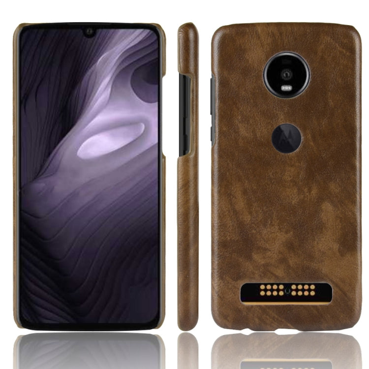 Shockproof Litchi Texture PC + PU Case for Motorola Moto Z4 Play