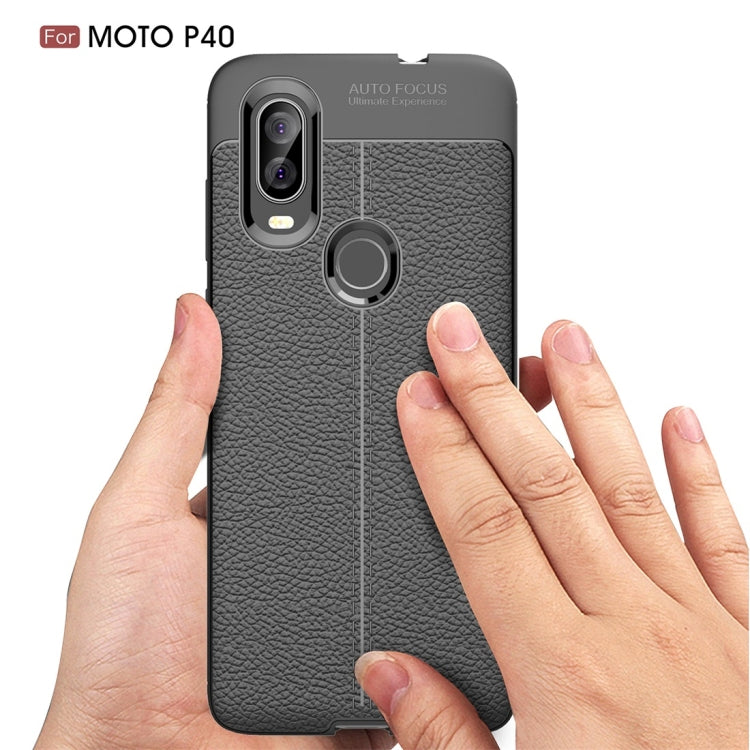 Litchi Texture TPU Shockproof Case for Motorola P40 / Moto One Vision