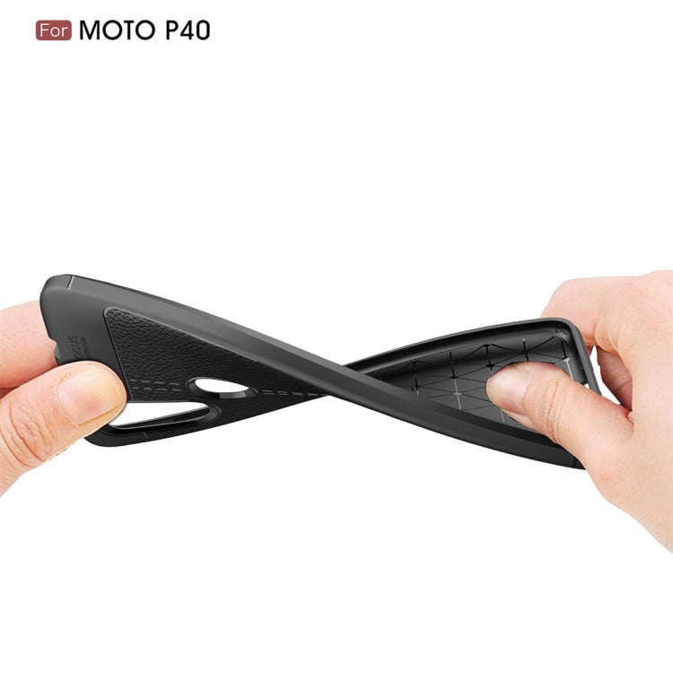 Litchi Texture TPU Shockproof Case for Motorola P40 / Moto One Vision
