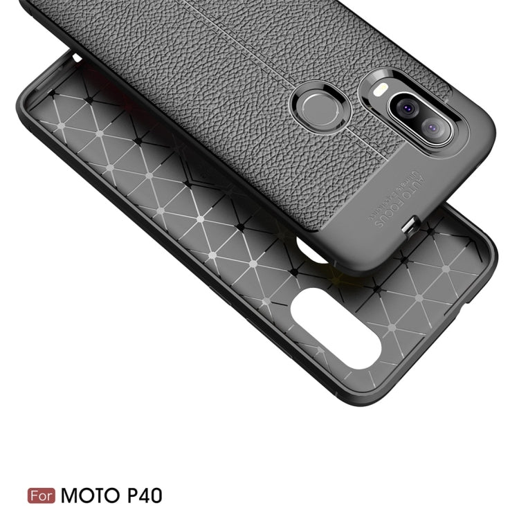 Litchi Texture TPU Shockproof Case for Motorola P40 / Moto One Vision