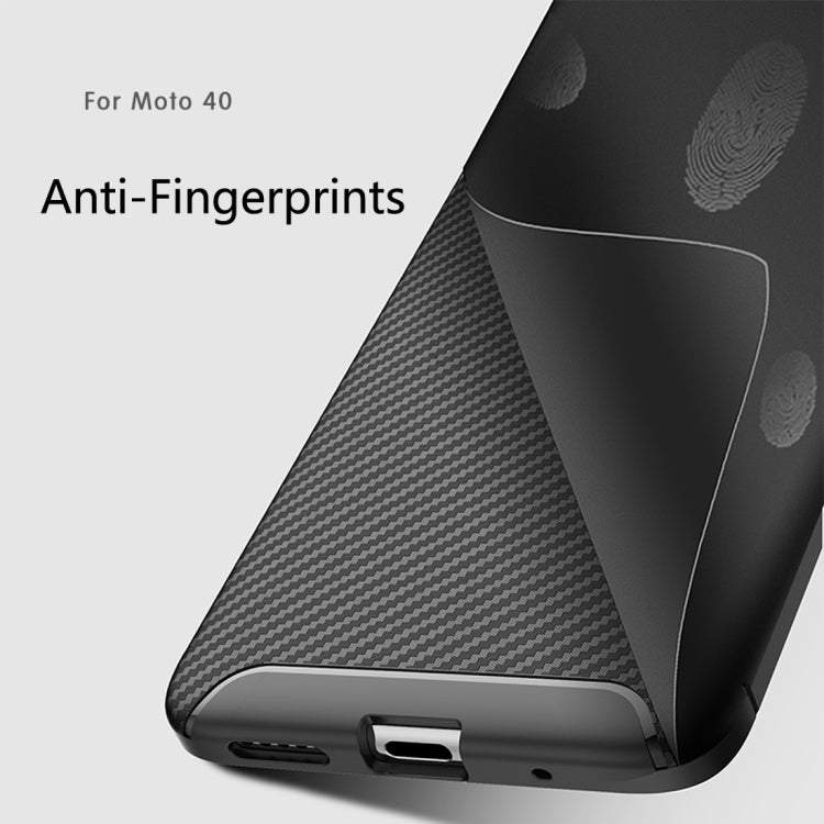 Carbon Fiber Texture Shockproof TPU Case for Motorola P40 / Moto One Vision(Blue)