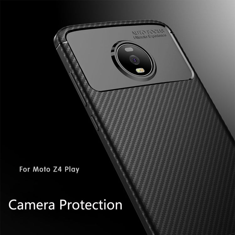 Carbon Fiber Texture Shockproof TPU Case for Motorola Moto Z4 Play (Brown)