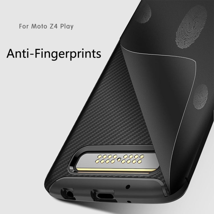 Carbon Fiber Texture Shockproof TPU Case for Motorola Moto Z4 Play (Brown)