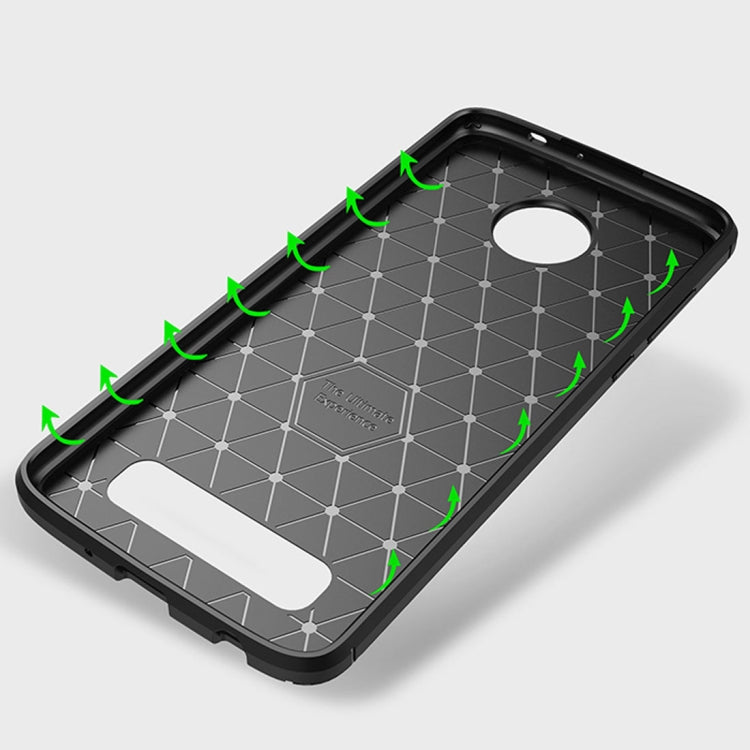 Carbon Fiber Texture Shockproof TPU Case for Motorola Moto Z4 Play (Brown)