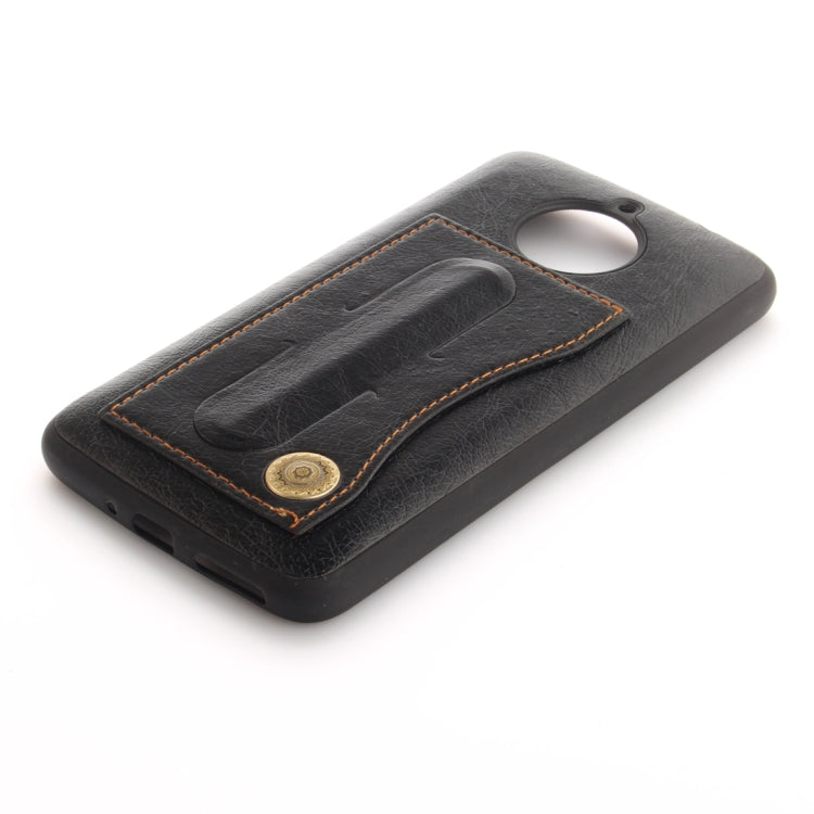 For Motorola Moto E4 Plus (EU Version) Litchi Texture TPU + Leather Pasted Protective Back Case with Holder & Card Slot