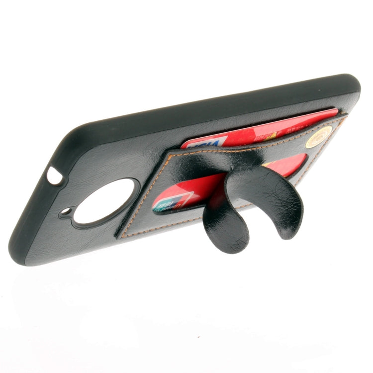 For Motorola Moto E4 Plus (EU Version) Litchi Texture TPU + Leather Pasted Protective Back Case with Holder & Card Slot