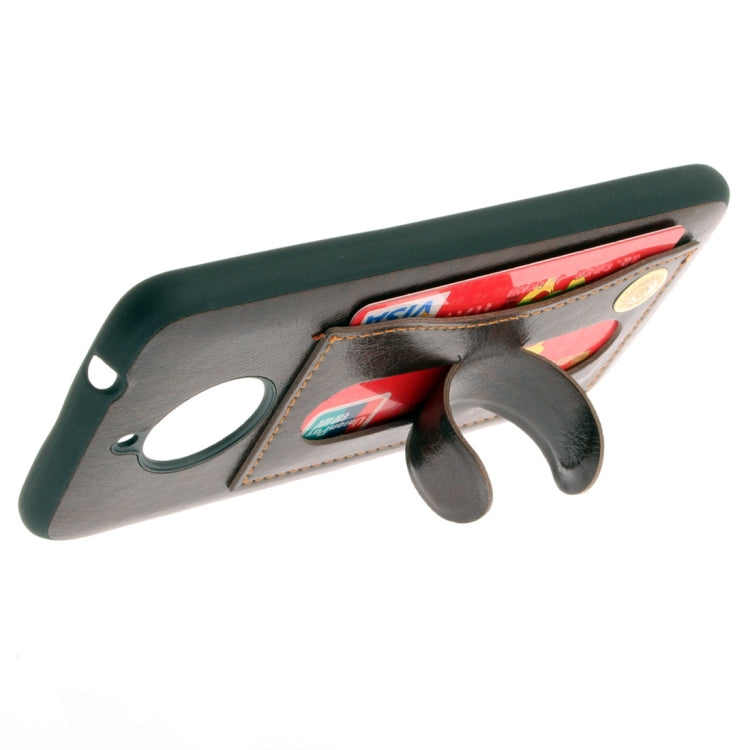 For Motorola Moto E4 Plus (EU Version) Litchi Texture TPU + Leather Pasted Protective Back Case with Holder & Card Slot