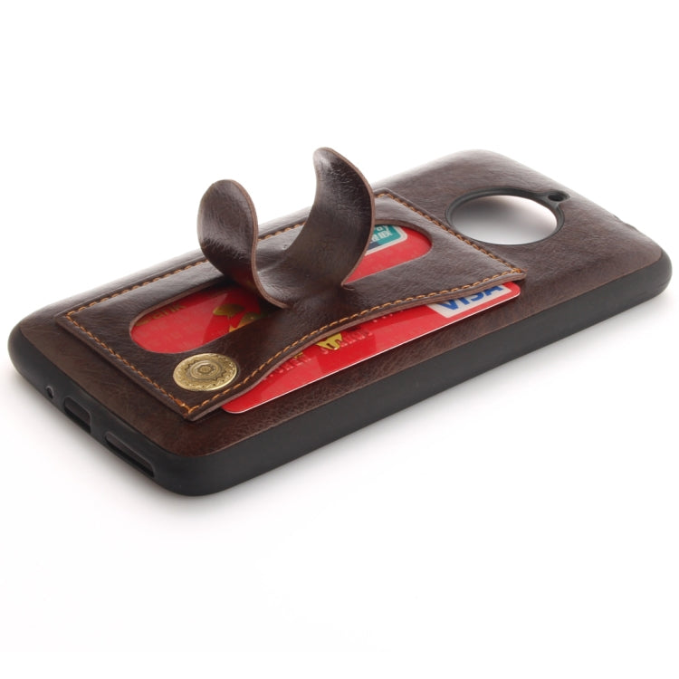 For Motorola Moto E4 Plus (EU Version) Litchi Texture TPU + Leather Pasted Protective Back Case with Holder & Card Slot