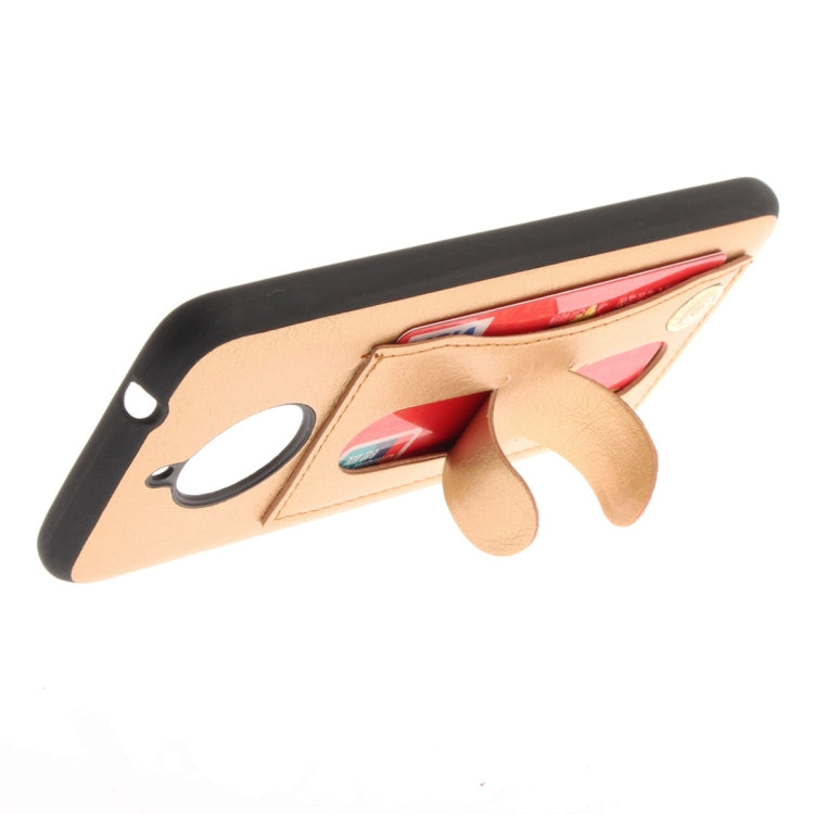 For Motorola Moto E4 Plus (EU Version) Litchi Texture TPU + Leather Pasted Protective Back Case with Holder & Card Slot