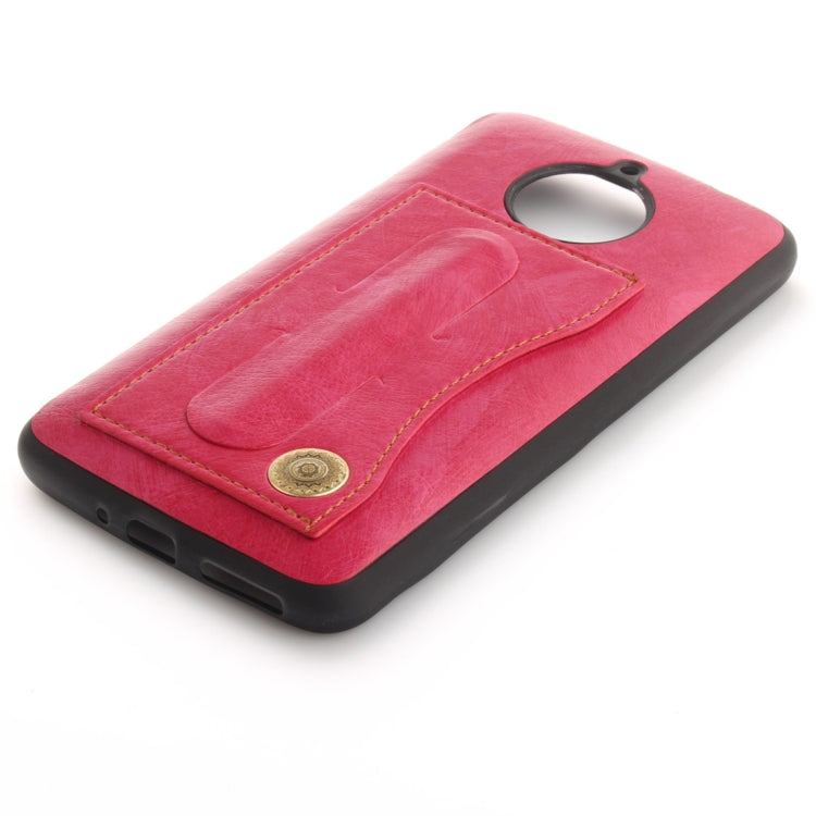 For Motorola Moto E4 Plus (EU Version) Litchi Texture TPU + Leather Pasted Protective Back Case with Holder & Card Slot