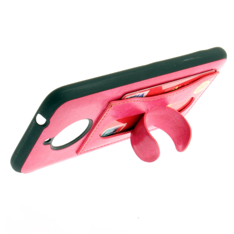 For Motorola Moto E4 Plus (EU Version) Litchi Texture TPU + Leather Pasted Protective Back Case with Holder & Card Slot