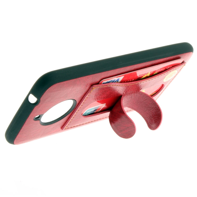 For Motorola Moto E4 Plus (EU Version) Litchi Texture TPU + Leather Pasted Protective Back Case with Holder & Card Slot