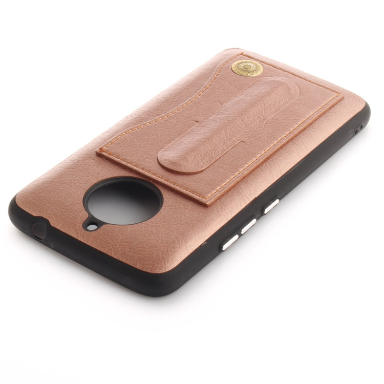 For Motorola Moto E4 Plus (EU Version) Litchi Texture TPU + Leather Pasted Protective Back Case with Holder & Card Slot