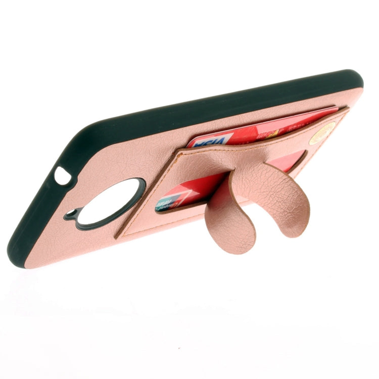 For Motorola Moto E4 Plus (EU Version) Litchi Texture TPU + Leather Pasted Protective Back Case with Holder & Card Slot