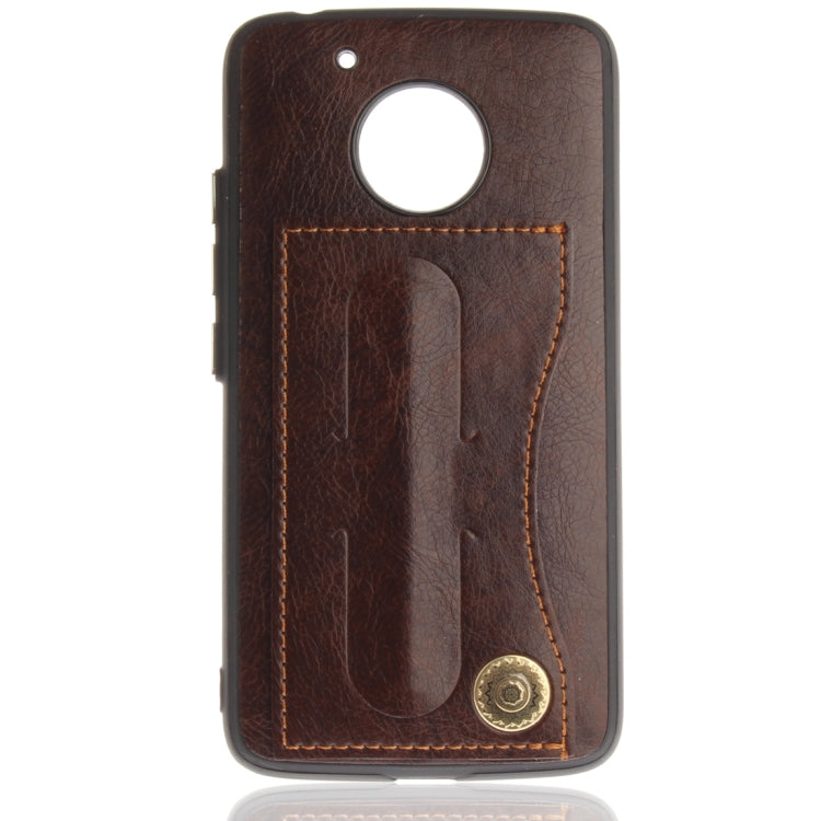 For Motorola Moto G5 Litchi Texture TPU + Leather Pasted Protective Back Case with Holder & Card Slot