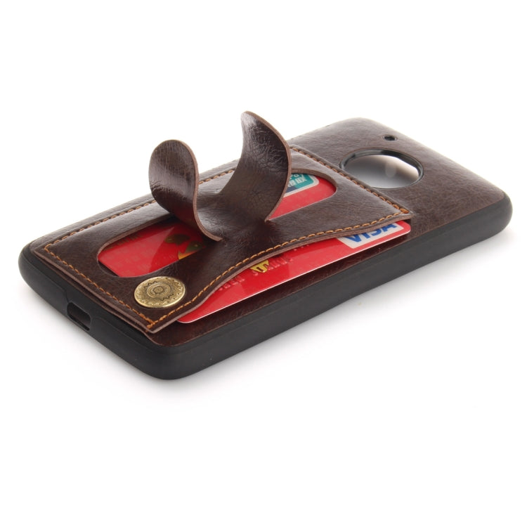 For Motorola Moto G5 Litchi Texture TPU + Leather Pasted Protective Back Case with Holder & Card Slot