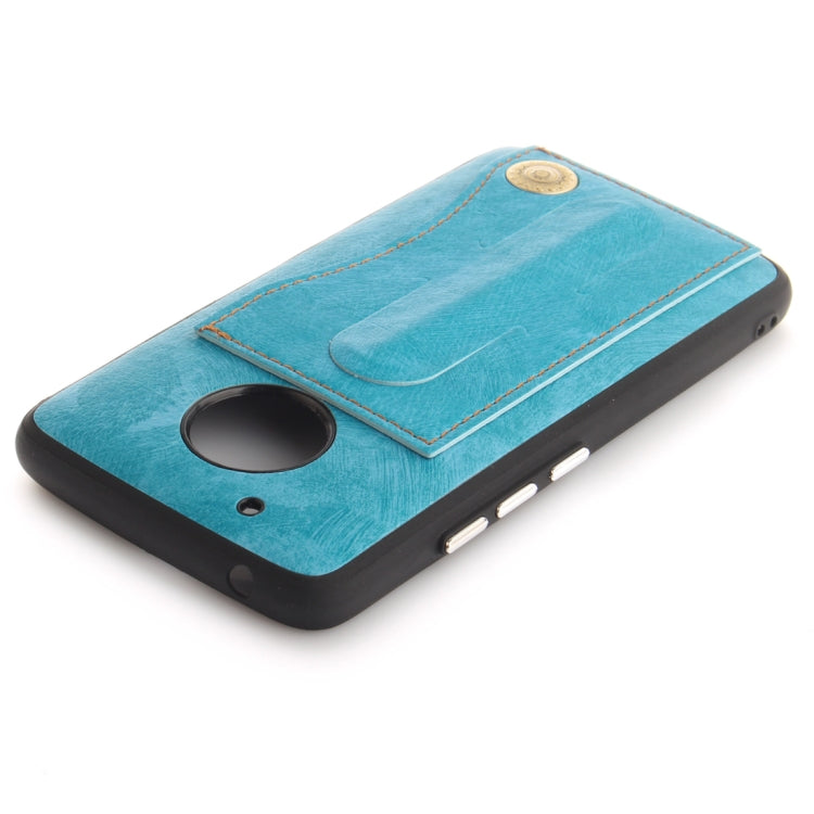 For Motorola Moto G5 Litchi Texture TPU + Leather Pasted Protective Back Case with Holder & Card Slot