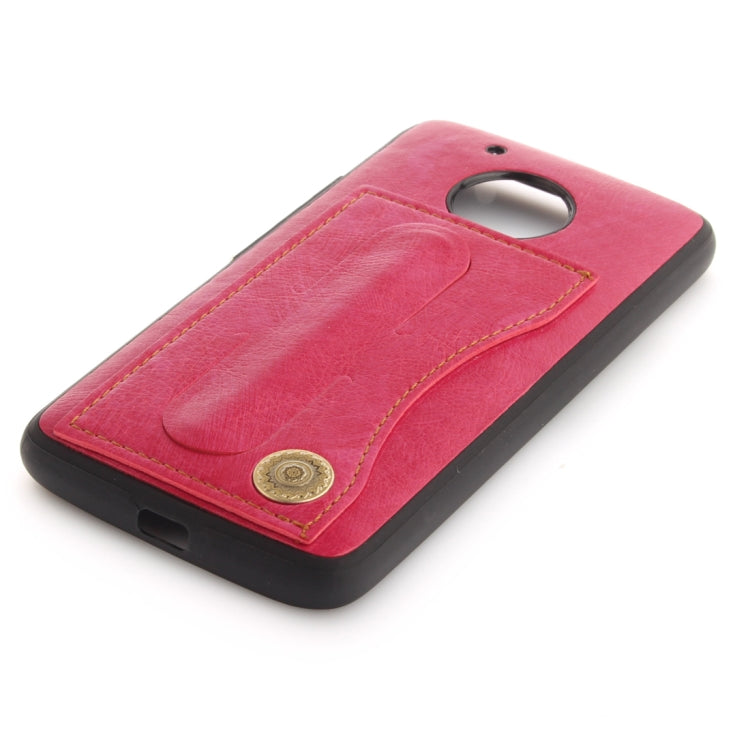 For Motorola Moto G5 Litchi Texture TPU + Leather Pasted Protective Back Case with Holder & Card Slot