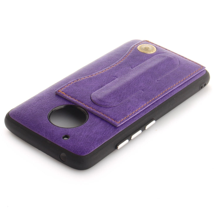 For Motorola Moto G5 Litchi Texture TPU + Leather Pasted Protective Back Case with Holder & Card Slot