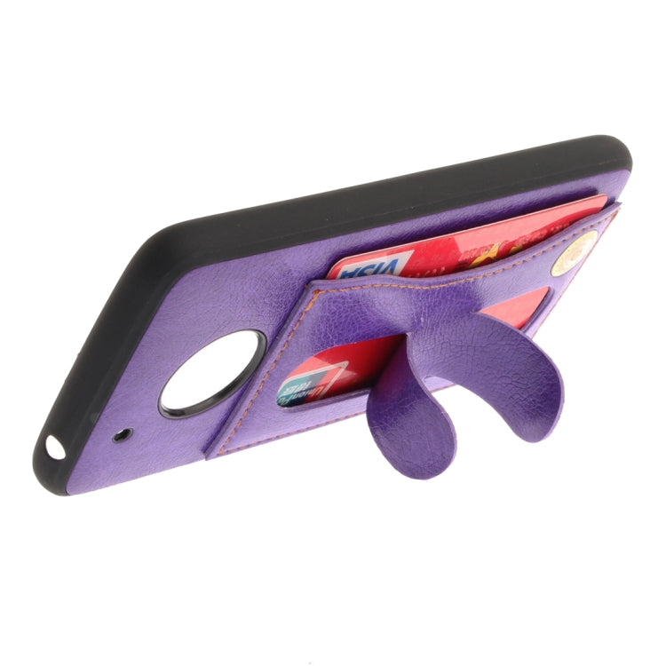 For Motorola Moto G5 Litchi Texture TPU + Leather Pasted Protective Back Case with Holder & Card Slot