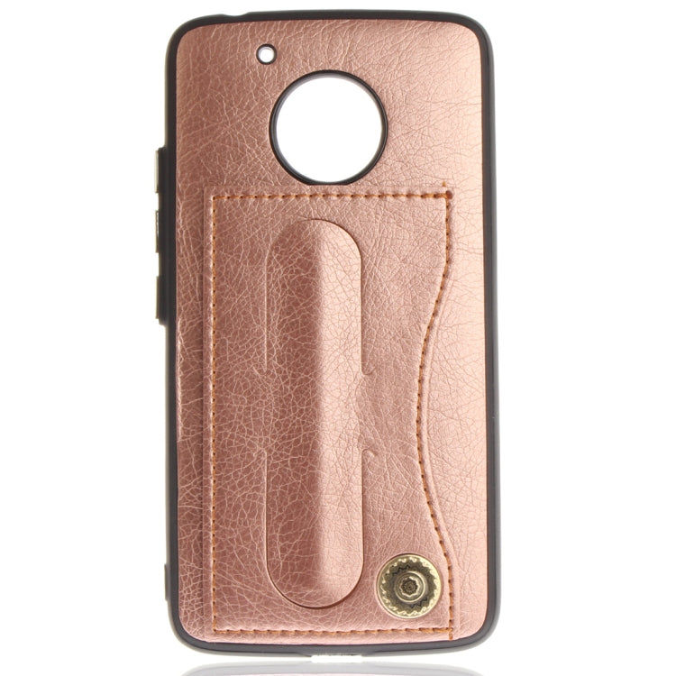 For Motorola Moto G5 Litchi Texture TPU + Leather Pasted Protective Back Case with Holder & Card Slot