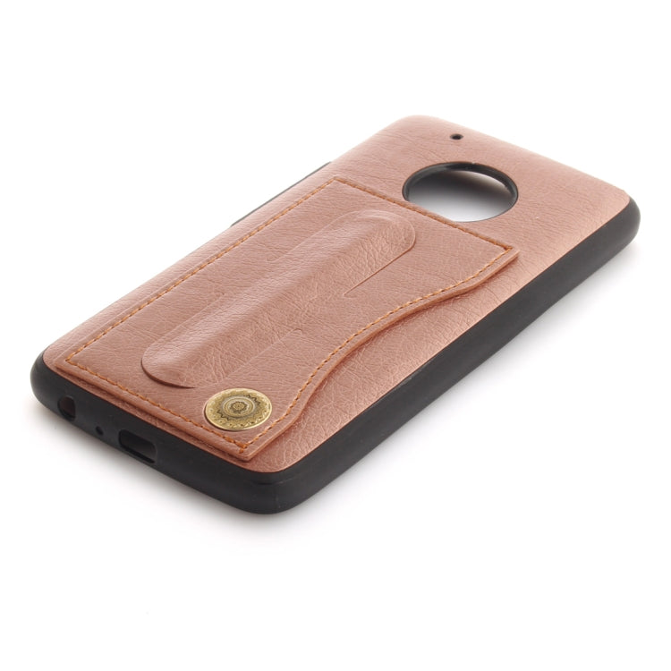 For Motorola Moto G5 PLus Litchi Texture TPU + Leather Pasted Protective Back Case with Holder & Card Slot