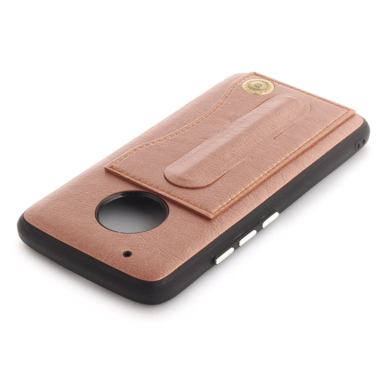 For Motorola Moto G5 PLus Litchi Texture TPU + Leather Pasted Protective Back Case with Holder & Card Slot