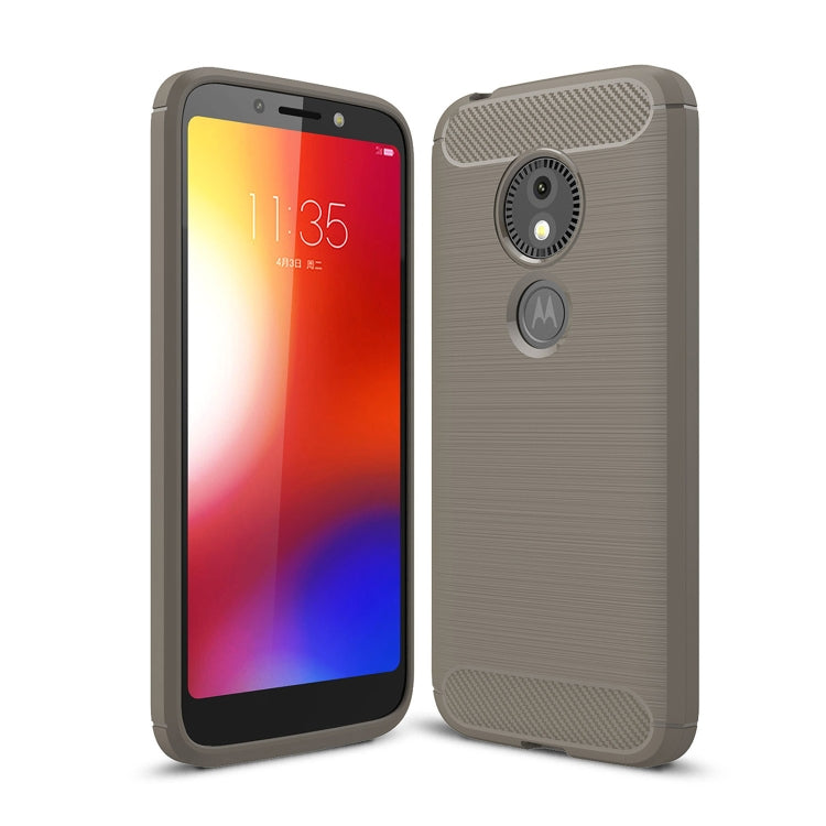 For Motorola Moto E5 Play Brushed Texture Carbon Fiber Shockproof TPU Protective Back Case