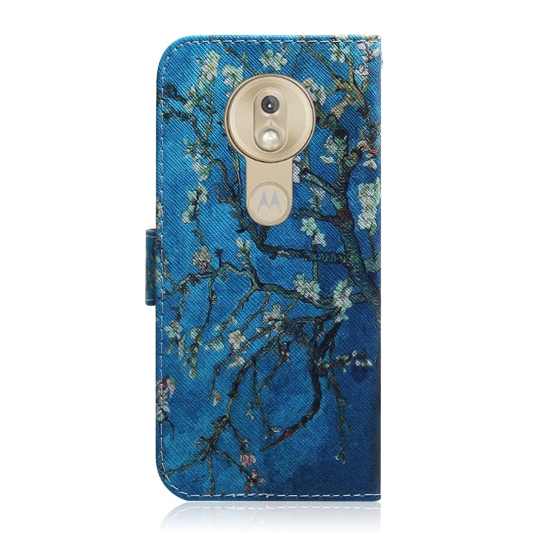 Apricot Flower Pattern Coloured Drawing Horizontal Flip Leather Case for Motorola Moto G7 Play, with Holder & Card Slots & Wallet