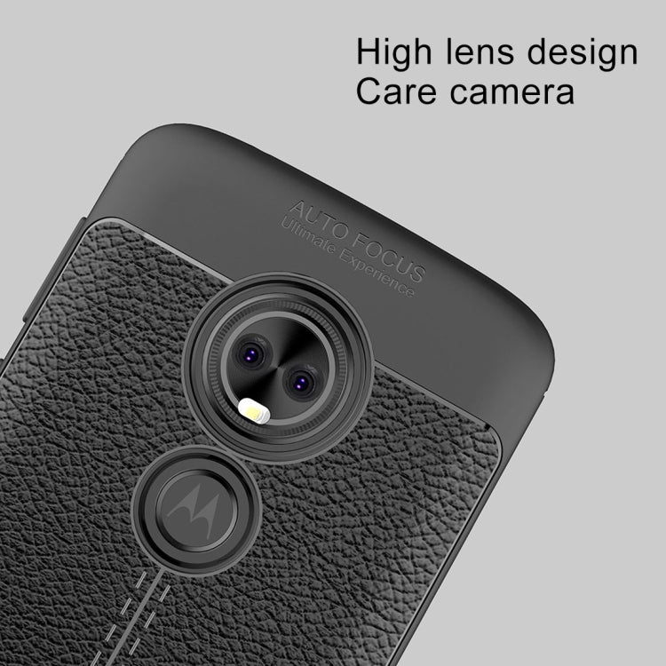 For Motorola Moto E5 Litchi Texture Soft TPU Protective Back Cover Case