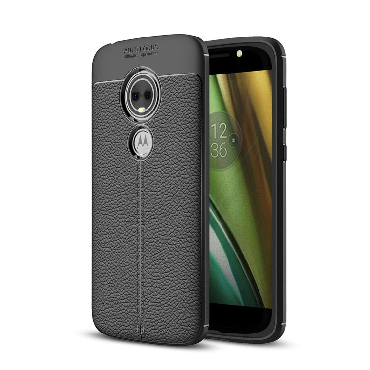 For Motorola Moto E5 Play Litchi Texture Soft TPU Protective Back Cover Case