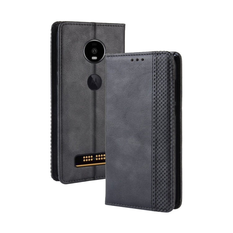Magnetic Buckle Retro Crazy Horse Texture Horizontal Flip Leather Case for Moto Z4 Play, with Holder & Card Slots & Photo Frame