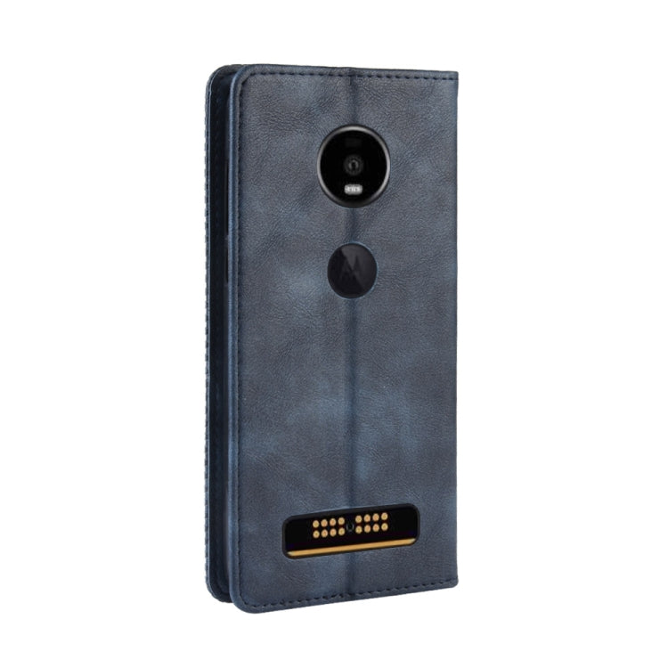 Magnetic Buckle Retro Crazy Horse Texture Horizontal Flip Leather Case for Moto Z4 Play, with Holder & Card Slots & Photo Frame