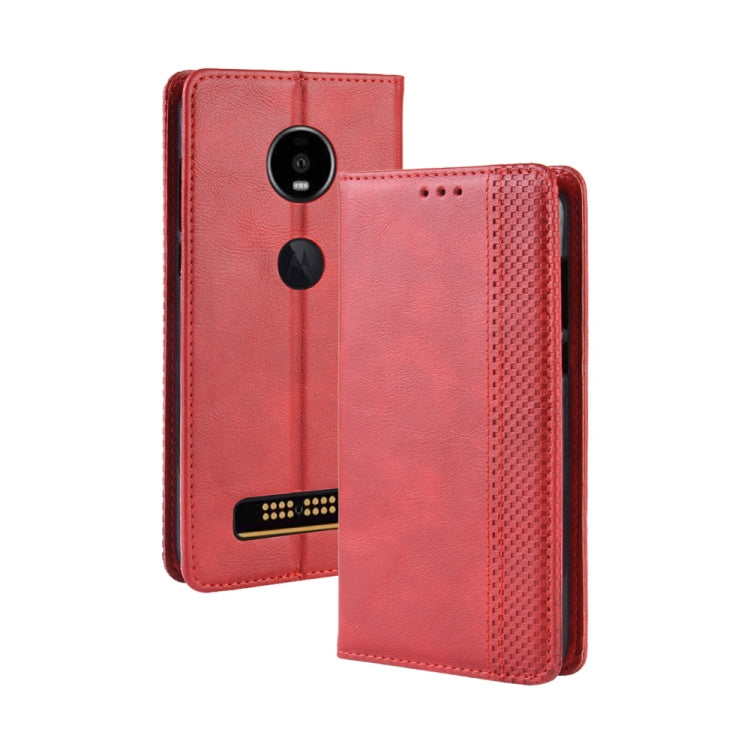 Magnetic Buckle Retro Crazy Horse Texture Horizontal Flip Leather Case for Moto Z4 Play, with Holder & Card Slots & Photo Frame